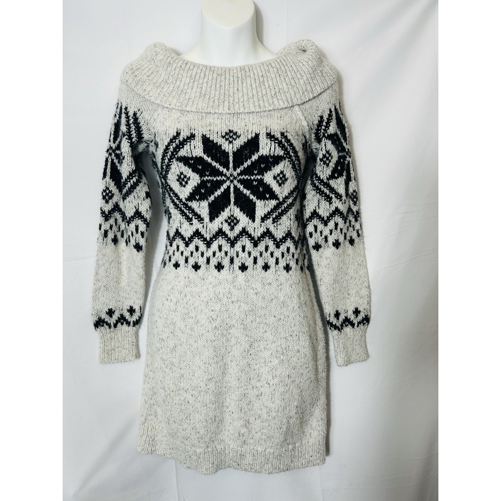 Abercrombie & Fitch Y2K Chunky Knit Faire Isle Sweater‎ Dress Size S Nordic Cozy